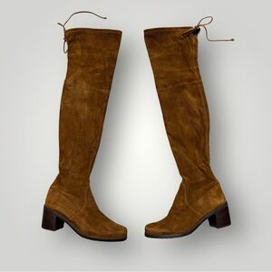 Stuart Weitzman Brown Suede Over The Knee Tie Tall Boot Size 8.5‎